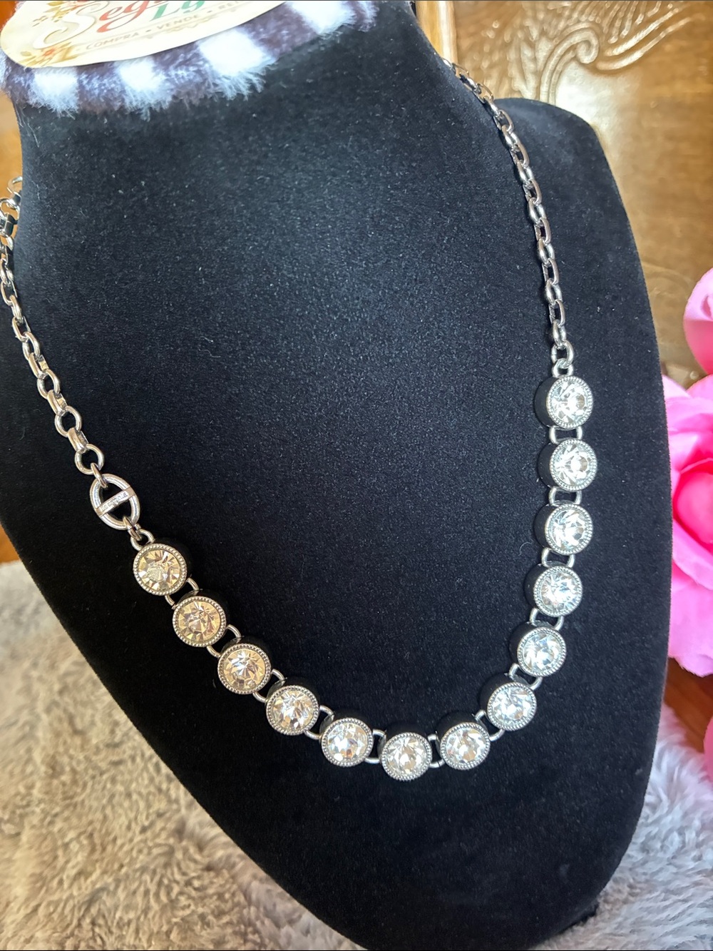 Lia Sophia Silver-Tone Clear Crystal Station Necklace